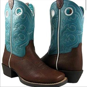 Ariat crossfire teal and brown boots